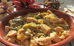 Pollo Con Alcachofas Y Naranja

