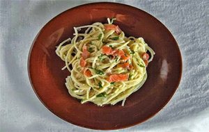 Espaguetis Con Carbonara De Salmón Ahumado

