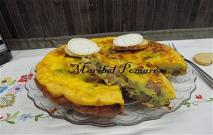 Tortilla De Alcachofas, Jamón De Pavo Y Queso De Cabra.
