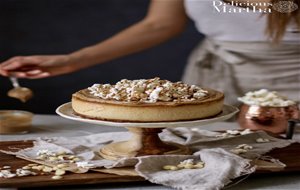 Cheesecake De Chocolate Blanco Y Caramelo Con Palomitas