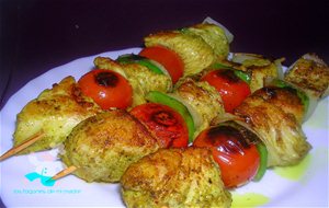 Brocheta De Pollo, Tomate Cherry Y Pimiento
