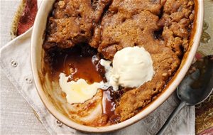 Pudding Con Salsa De Caramelo Y Helado
