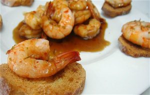 Langostinos Al Whiski Con Toque De Picante
