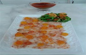 Carpaccio De Gambón Com Kumquats Caramelizados
