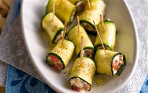 Rollitos De Calabacín Rellenos De Jamón  Queso
