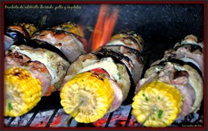 
brocheta De Solomillo De Cerdo, Pollo Y Vegetales.
