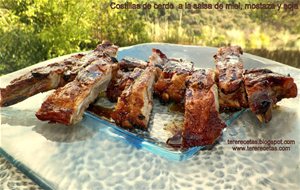 
costillas De Cerdo Con Salsa De Miel, Mostaza Y Soja.
