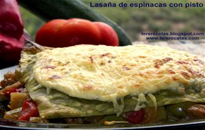 
lasaña De Espinacas Con Pisto.
