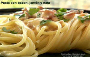 
pasta Con Bacon, Jamón Y Nata
