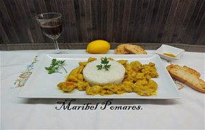 Pollo Al Curry Con Arroz En Olla Programable.
