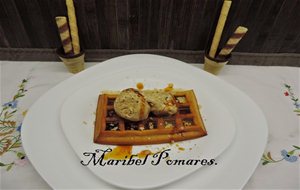 Gofres De Calabaza Con Helado De Turrón Y Caramelo Liquido.
