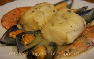 Merluza En Salsa De Espárragos Y Mejillones
