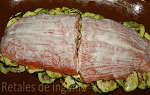 Salmón Gratinado Sobre Láminas De Calabacín
