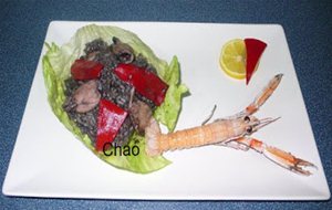 Arroz Negro Con Cigalas.
