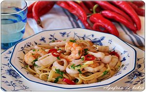 Pasta Con Calamares Y Langostinos
