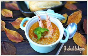 Arroz Caldoso Con Gambas Y Toque De Hierbabuena.
