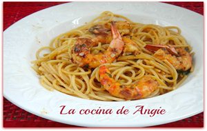 Espaguetis Con Langostinos Al Jengibre
