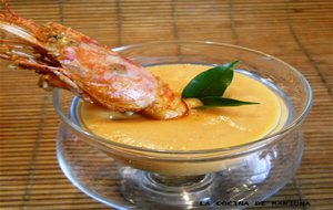 Crujiente De Gamba Con Crema Semifria De Zanahoria