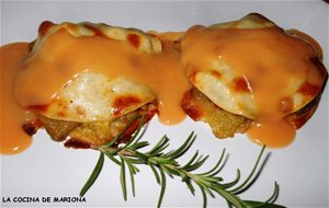 Obleas Rellenas De Verduras Con Salsa De Langostinos