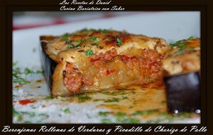 Berenjenas Rellenas De Verduras Y Picadillo De Chorizo De Pollo 
