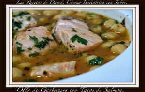 Olla  De Garbanzos Con Tacos De Salmon. 
