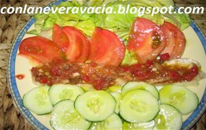 Ensalada De Tomate, Pepino Y Merluza
