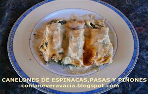 Canelones De Espinacas  Con Pasas Y Piñones
