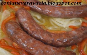 Longaniza Al Horno Con Cebolla Y Pimiento Rojo
