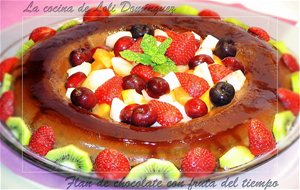 Flan De Chocolate Con Fruta Del Tiempo
