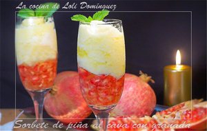 Sorbete De Piña Al Cava Con Granada
