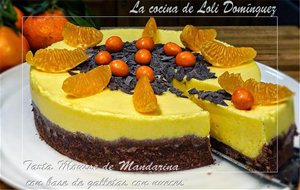 Tarta Mousse De Mandarina Con Base De Galletas Con Nueces
