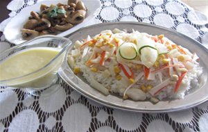 Ensalada De Arroz Con Vinagreta De Melón
