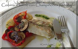 Corvina La Horno Con Champiñones Portobello
