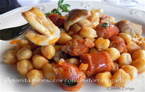 Amanita Rubescens Con Garbanzos Y Chistorra
