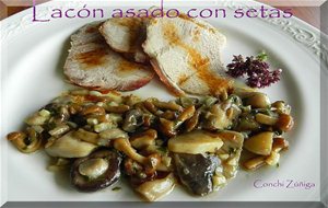 Lacón Asado Con Setas Cultivadas
