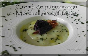 Crema De Puerros Con Morchellas Confitadas
