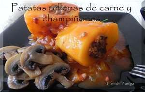 Patatas Rellenas De Carne Y Champiñones

