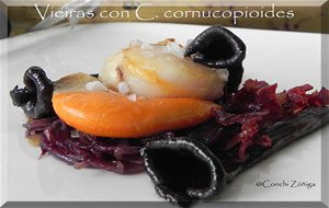 Vieiras Con C. Cornucopioides Confitadas
