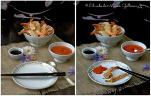 Langostinos Y Calabaza En Tempura Con Salsa Roja
