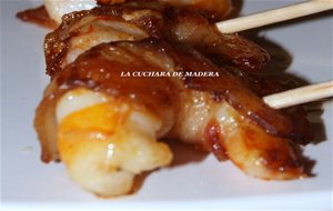 Brocheta De Langostinos Con Bacon
