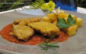 Lengua Rebozada Con Salsa De Tomate
