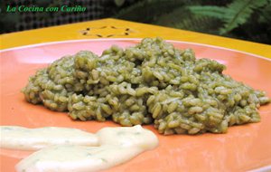 Arroz Cremoso Verde O Rissotto Verde De Espinacas Y Guisantes
