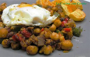 Salteado De Garbanzos Con Pimientos
