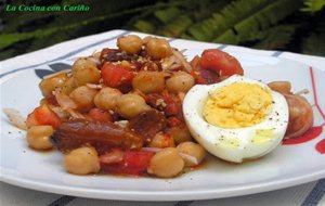 Ensalada De Garbanzos Con Pimiento Rojos
