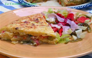 Tortilla De Patata Rellena De Pimientos Asados
