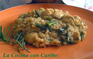 Risotto De Champiñones Y Espárragos O Arroz Cremoso
