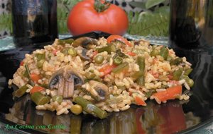 Arroz Con Espárragos Verdes Y Champiñones
