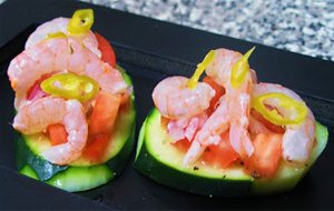 Receta De Barquillos De Pepino Con Gambas A La Lima
