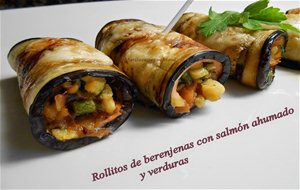 Rollitos De Berenjenas Con Salmón Ahumado Y Verduras
