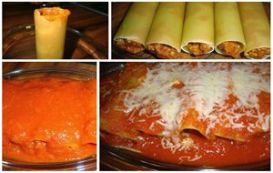 Canelones De Carne Con Salsa Marinara
